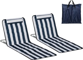 Outsunny összecsukható napozóágy párnával — 5 fokozatban állítható háttámla, hordtáskával, kertbe, nyaralásra, strandra és medencéhez, kék (2 darab) |