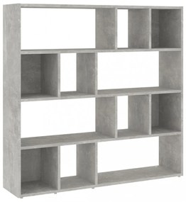 betonszürke térelválasztó könyvszekrény 105 x 24 x 102 cm
