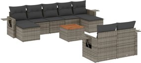 vidaXL 10 részes szürke polyrattan kerti ülőgarnitúra párnákkal