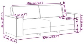 3 személyes sötétszürke szövetkanapé 180 cm