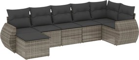 vidaXL 7 részes szürke polyrattan kerti ülőgarnitúra párnákkal