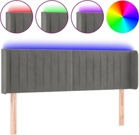 vidaXL világosszürke bársony LED-es fejtámla 147 x 16 x 78/88 cm