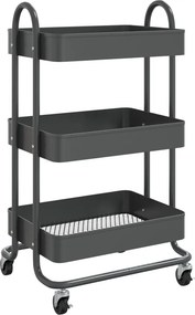 vidaXL antracitszürke acél 3 szintes kocsi 43 x 34 x 79 cm