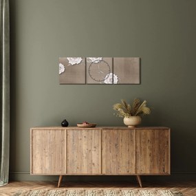 Kép - drapéria virágokkal (órával) (90x30 cm)