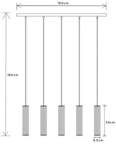 Lucide 73406/05/30 - Csillár zsinóron LIONEL 5xE27/60W/230V