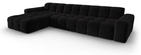 Fekete bársony sarokkanapé (bal oldali) Kendal – Micadoni Home
