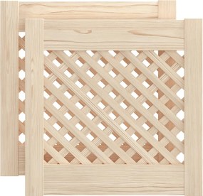 vidaXL 2 db tömör fenyőfa rácsos szekrényajtó 39,5 x 39,4 cm