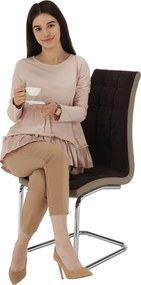 Étkezőszék, barna szövet/textilbőr bézs/króm, SALOMA NEW