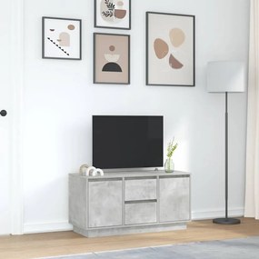betonszürke TV-szekrény LED lámpákkal 100x41x50 cm