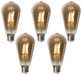 5 db E27 dimbare LED lamp ST64 smoke glas 5W 450 lm 2700K