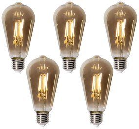 5 db-os E27 szabályozható LED izzó szett ST64 füstüveggel 5W 450 lm 2700K