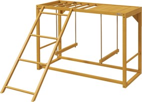 PawHut Fa Csirke Játszóterez, Hinta, Létra, Platform, Kengyel Mászókeret 3-4 Csirke Részére Természeti Fa | Aosom