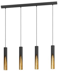Eglo 900873 - LED Csillár zsinóron BARBOTTO 4xGU10/4,5W/230V fekete/arany