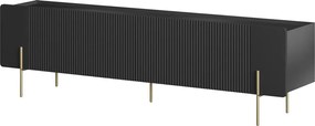 Malmi TV szekrény 200 cm - fekete matt / arany lábak