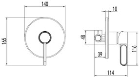 F-Design Zaffiro, rejtett 1 kimenetű kád/zuhanycsaptelep, fekete matt-rózsa arany, FD1-ZFR-7PA-25