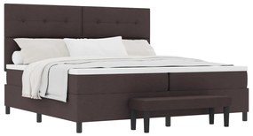 Box Spring Ágy matraccal és padtartóval Sötét Barna 200x200 cm Szövet