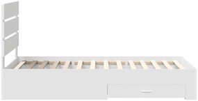 vidaXL Ágykeret fiókkal fejtámlával Fehér 100 x 200 cm Faanyag