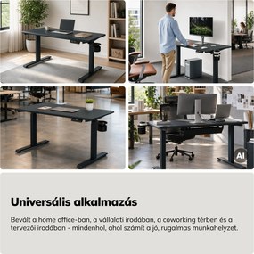 Elektromos íróasztal magasságállítással ergonomikus antracit,1200x600 mm: ARIA