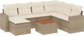 vidaXL 8 részes bézs polyrattan kerti ülőgarnitúra párnával