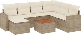 vidaXL 8 részes bézs polyrattan kerti ülőgarnitúra párnával