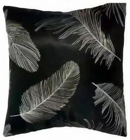 Dekoratív párnahuzat 45x45cm tollak fekete TiaHome