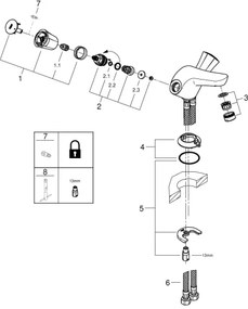 GROHE 21100001 - COSTA L mosdócsaptelep DN 15, fényes króm