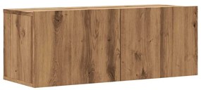 kézműves tölgy színű szerelt fa fali TV-szekrény 80x30x30 cm