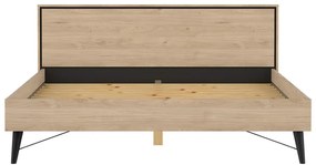 Natúr színű franciaágy ágyráccsal 180x200 cm tölgyfa dekorral Ry – Tvilum