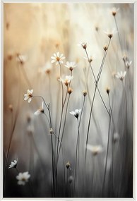 Poszter Keret Alumínium Reggel Rét Virágok Margaréta Kamilla Bokeh 40x60