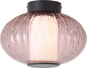 Design mennyezeti lámpa fekete 28 cm lila üveggel, LED-del, 3 lépésben dimmelhető - Margherite