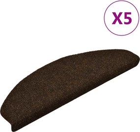 vidaXL 5 db öntapadós lépcsőszőnyeg 65 x 21 x 4 cm barna félkör alakú nagy