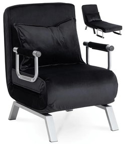 Ágyazható Fotel BART Fekete Bársony Kárpittal.