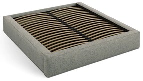 Zöld kárpitozott ágyneműtartós franciaágy ágyráccsal 160x200 cm Simon Olivia – Micadoni