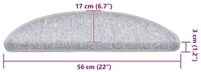 20 db világosszürke félkör alakú lépcsőszőnyeg 56 x 17 x 3 cm