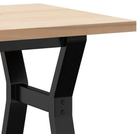 tömör fenyőfa és öntöttvas Y-vázú dohányzóasztal 100x50x45,5 cm