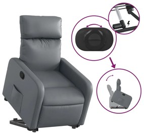 vidaXL szürke műbőr felállást segítő dönthető fotel