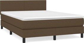 vidaXL sötétbarna szövet rugós ágy matraccal 140 x 190 cm