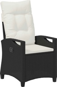 vidaXL Fekvő Kerti Szék Fekete és Krém 56 x 60 x 112 cm polirattan