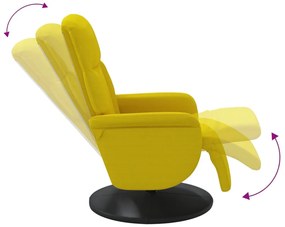 sárga bársony dönthető fotel lábtartóval