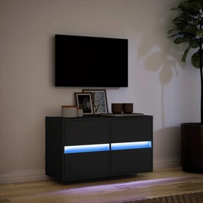 fekete fali TV-szekrény LED-világítással 80x31x45 cm