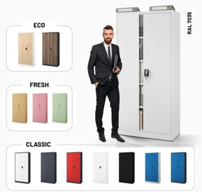 Fém iratszekrény JAN H, 900 x 1950 x 400 mm, szürke