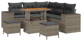 vidaXL Kerti Kanapé Szett párnával tárolóval párnával 8 pcs Szürke