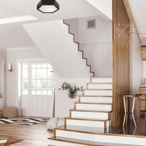 Mennyezeti lámpa HEX 1xE27/60W/230V á. 32 cm fenyő fekete