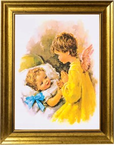 Őrangyal Vallásos Kép Arany Díszített Keretben 30X40