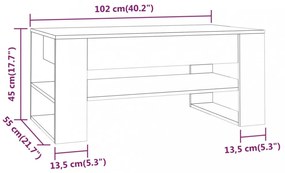 betonszürke szerelt fa dohányzóasztal 102 x 55 x 45 cm