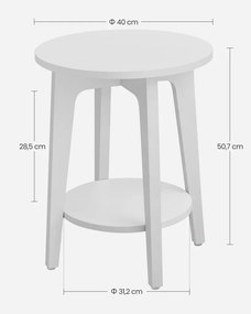 Lerakó asztal, fehér, 50 cm magas 40 cm átmérő