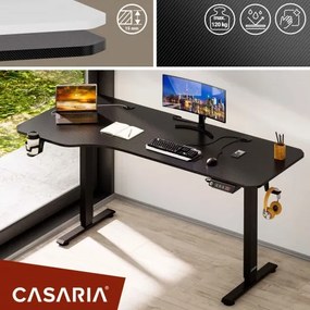 Casaria® Állítható magasságú irodai íróasztal fekete-160x75x118 cm