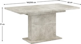 Kihúzható étkezőasztal, beton, 160-200x90 cm, BOBA
