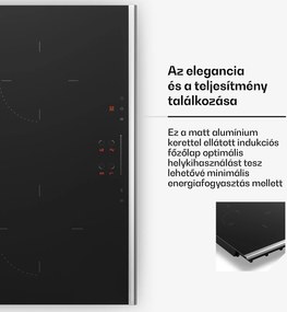 Klarstein Velaire indukciós főzőlap, elegáns, minimalista, nagy teljesítményű, 4 főzőzóna, 7400 W, 60 cm