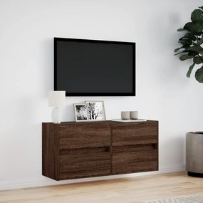 barna tölgyszínű fali TV-szekrény LED-del 100x31x45 cm